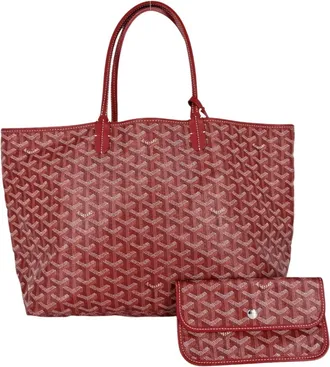 Goyard Red Color Coated Canvas Leather Handbag Tote Bag (Pre-Owned)