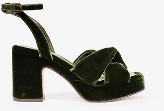Penelope Chilvers Hibiscus Platform Velvet Block Heels