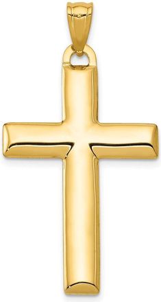 Diamond2Deal 14k Yellow Gold Rhodium Reversible YelloWhite Cross Pendant