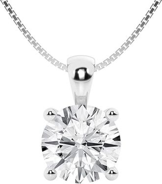 Grown Brilliance 1/2 Carat Round Lab Grown Diamond Solitaire Pendant in 14K White Gold, IGI Certified, Prong Set, E-F Color, VS Clarity