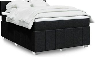 vidaXL Cama Box Spring Con Colch&oacute;n Tela Negro 140x200 Cm Vidaxl