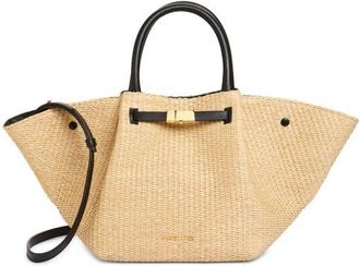 DeMellier Midi New York Straw East/West Tote in Warm /Black at Nordstrom