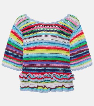 Ganni Crocheted cotton top