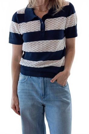 The Garment Tanzania Logo Polo Top In Navy/cream