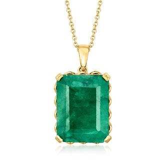 Ross-Simons Emerald Pendant Necklace in 18kt Gold Over Sterling