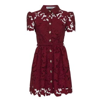 Self Portrait Dames, Jurken, Paars, Maat: XS Leer