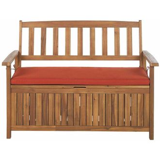 Beliani Beliani - Panca da Giardino in Legno di Acacia con Cuscino Color Terracotta 160 cm Vivara