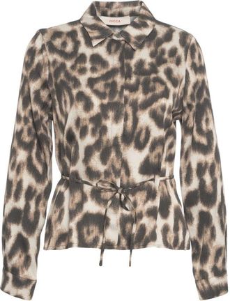 Jucca Animal Print Blouse With Integrated Waist Belt