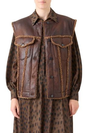 Akris Faux Shearling Vest in Bark at Nordstrom, Size 8