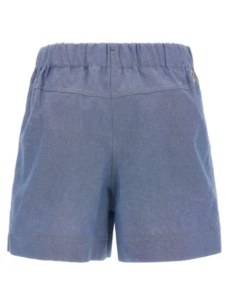 Moncler Pleated Chambray Bermuda Shorts - Blue