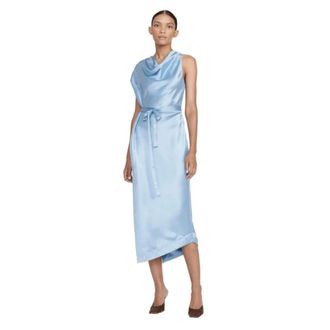 Staud Midi Dresses, female, Blue, Size: M Troupe Draped Midi Dress