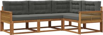 vidaXL Conjunto De Sof&aacute;s De Exterior 4 Uds. Natural Y Antracita Vidaxl