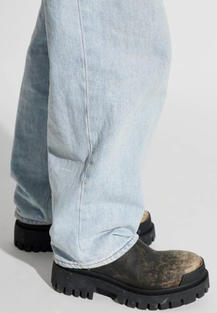 Balenciaga Strike Chelsea Leather Shoes, Womens, Brown