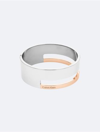 Calvin Klein Womens Sculptural Hinged Bangle - Metallic - OS