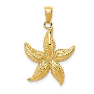 Diamond2Deal 14k Yellow Gold Textured Starfish Pendant