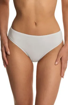 Natori Bliss Bare Stretch Cotton Thong in Linen at Nordstrom, Size X-Small