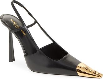 Saint Laurent Jeanne Slingback Pump in 1000 Black/black at Nordstrom, Size 37.5