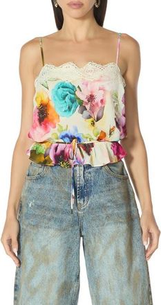 AFRM Healy Lace Trim Camisole in Watercolor Blossom at Nordstrom, Size X-Large