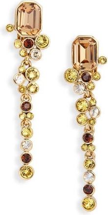 Oscar De La Renta Bezel Set Crystal Clip-On Drop Earrings in Topaz at Nordstrom Rack