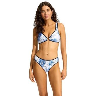 Seafolly Marbella Retro Bikini Bottom Womens Blue Tropical Mid Rise JZZ988