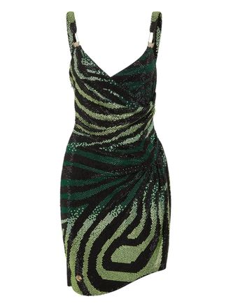 Philipp Plein Mini Dress Crystal - women - Polyester/Elastane - S - Green