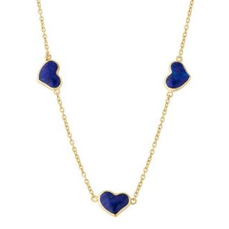 Jan Leslie Triple Station Heart 20 Necklace Set In Sterling Silver With 18K Gold Overlay in Blue at Nordstrom