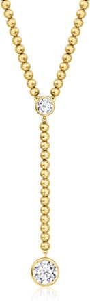 Ross-Simons Bezel-Set Lab-Grown Diamond and 18kt Gold Over Sterling Beaded Y-Necklace