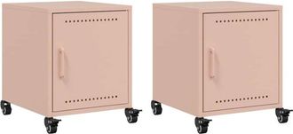 vidaXL Comodini 2 pz Rosa 36x39x43,5 cm in Acciaio - Vidaxl