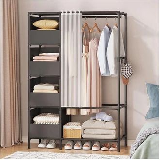 Trade Shop Trade Shop - Gabinete De Almacenamiento De Suspensi&oacute;n 170x105x45cm Organizador Con Estantes Ganchos Por Habitaci&oacute;n