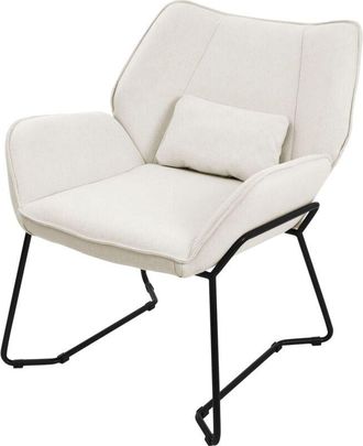 ML Design Sillón de Salón, Beige Asiento Reclinable de Comedor con Respaldo Extraíble y Reposabrazos Diseño Ergonómico Mueble Tapizado con Funda de Lino y