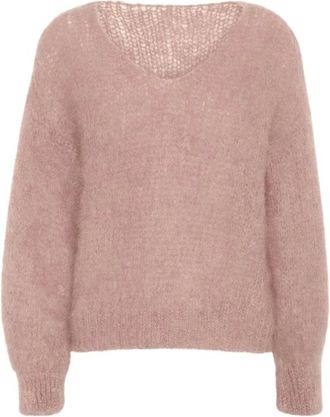 Americandreams Milana LS trui - Dames - V-hals truien - Roze - M - Wol - Truien & Vesten