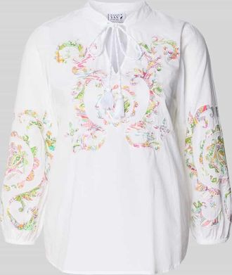 Emily van den Bergh Bluse mit Schl&uuml;sselloch-Ausschnitt und Schn&uuml;rung in Weiss, Gr&ouml;&szlig;e 36