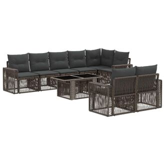 vidaXL Set Divano Da Giardino 9 Pz Grigio E Grigio Scuro Polyrattan Vidaxl