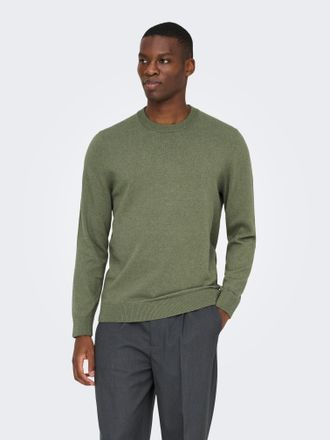 Only & Sons Rundhalspullover ONLY & SONS ONSREX LIFE REG 12 CREW KNIT, Herren, Gr. XXL, deep lichen gr&uuml;n, Strick, Obermaterial: 70% Baumwolle, 30% Polyester, unif