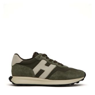 Hogan Sneakers, male, Green, Size: 8 1/2 US running tessuto e camoscio verde