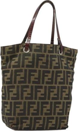 Fendi Pre-owned Tote Bags, female, Brown, Size: ONE SIZE Pre-owned Canvas Tote Bag