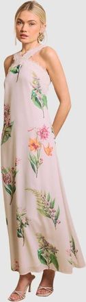 Oasis Halterneck Floral Maxi Dress in Ivory at Nordstrom, Size 14