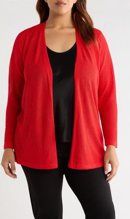 Anne Klein Open Front Cardigan in Begonia Red at Nordstrom, Size 0X