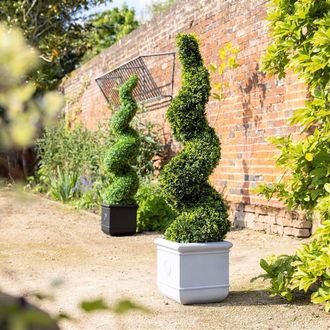 PRIMROSE Artificial Topiary Grass Spiral Swirl Bush Pack of 2 150cm in Green