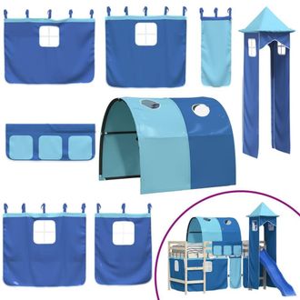 Berkfield Home Curtains for Loft Bed with Tunnel & Tower Blue