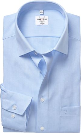 Marvelis Langarmhemd MARVELIS, Herren, Gr. 42, N-Gr, bleu, Web, Obermaterial: 100% Baumwolle, tailliert normal, 2-Knopf-Manschette, Hemden Langarmhemd, Busines
