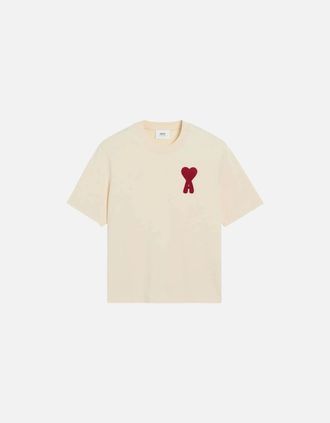 Ami Mens AMI Paris Heart Patch T-Shirt Beige - Tan - Size: 40