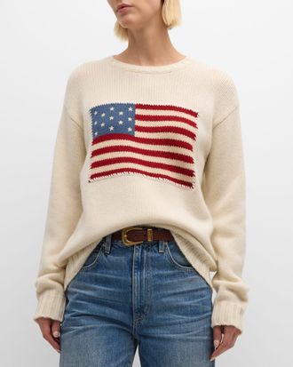 Ralph Lauren Collection Flag Crewneck Cashmere Sweater