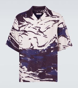 Commas Printed linen bowling shirt