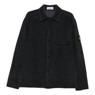 Stone Island Logo Patch Overshirt - Heren - Jassen - Blauw - Maat: M Wol