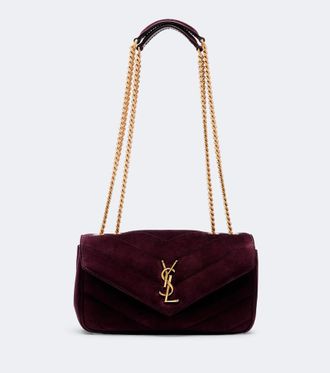 Saint Laurent Loulou Small matelass&eacute; suede shoulder bag