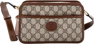 Gucci Brown Gg Coated Canvas Interlocking G Patch Camera Bag Mini (Authentic Pre-Loved)