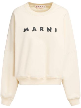 Marni logo-print sweatshirt - women - Cotton - 40 - Neutrals
