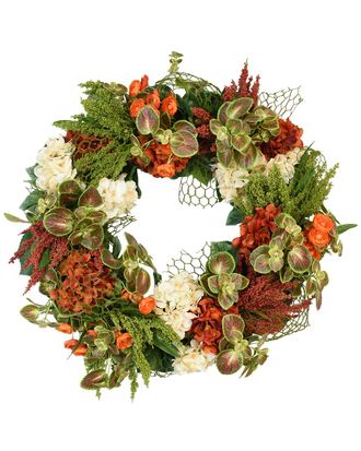 Creative Displays Inc. 27In Orange And Cream Mixed Greenery Wreath