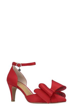 J. Rene&eacute; Pammie Ankle Strap Bow Pump in Red at Nordstrom, Size 10.5